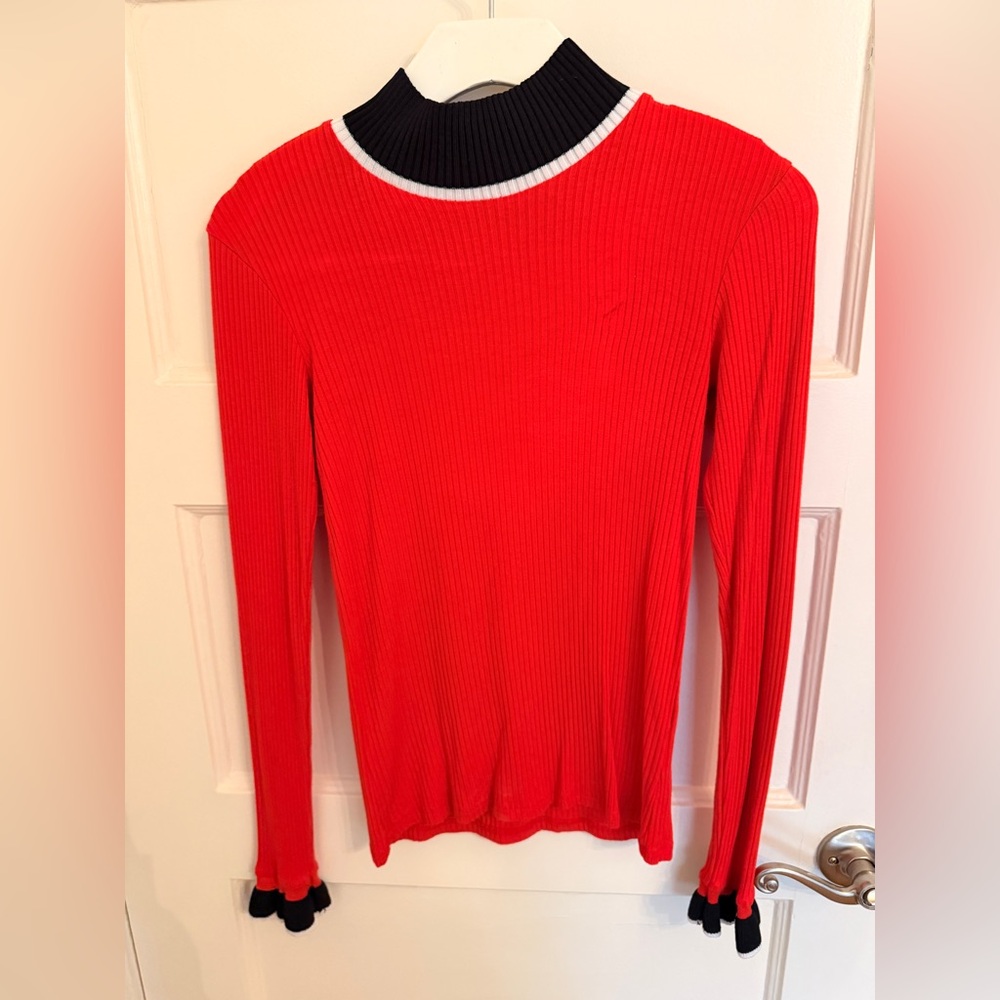 Zara Red and Black Ribbed Sweater